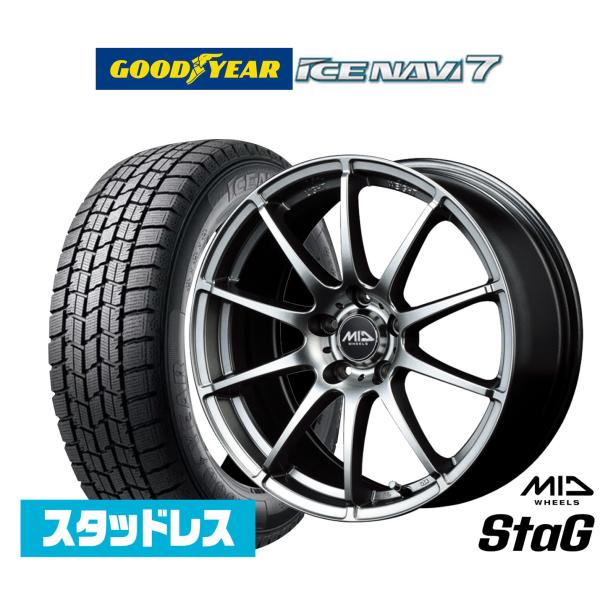 スタッドレス4本セット 215/60R16 ICE NAVI 2021年 スタッドレスタイヤ ホイール4本セット MID ホイールズ スタッグ