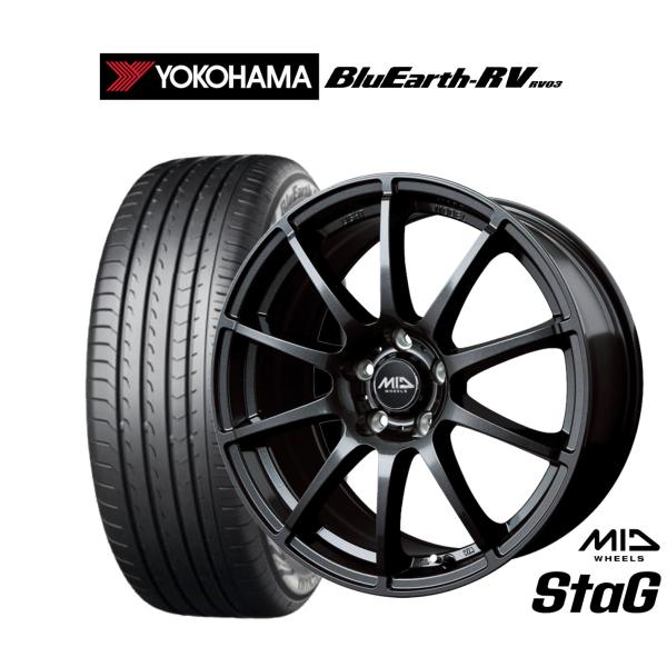 サマータイヤ ホイール4本セット MID ホイールズ スタッグ ヨコハマ BluEarth ブルーアース RV03(RV-03) 195/65R15