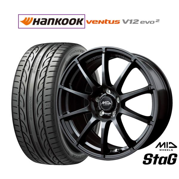 サマータイヤ ホイール4本セット MID ホイールズ スタッグ ハンコック VENTUS V12evo2 (K120) 245/40R18