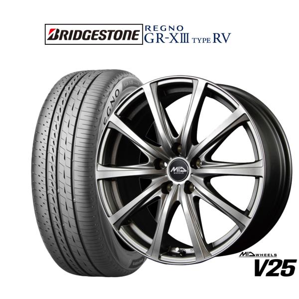 225/60R17 ノーマルタイヤ（REGNO）&ホイールPCD114.3 サマータイヤ ホイール4本セット MID ホイールズ V25 ブリヂストン