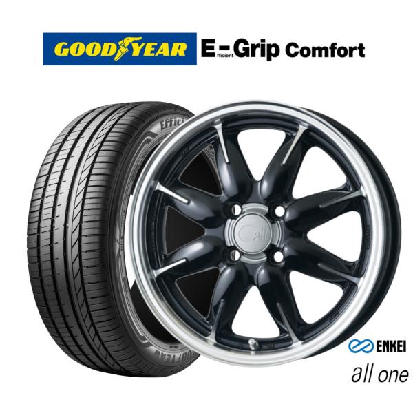 サマータイヤ ホイール4本セット エンケイ all-one(オールワン) グッドイヤー エフィシエント グリップ コンフォート 155/65R14