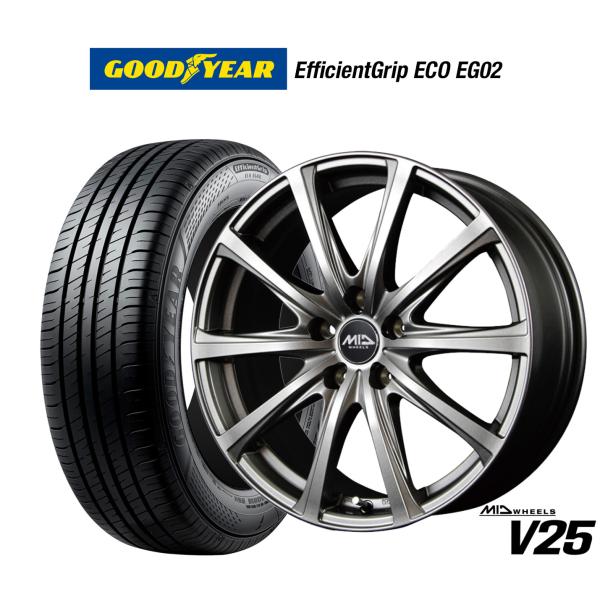 サマータイヤ ホイール4本セット MID ホイールズ V25 グッドイヤー エフィシエント グリップ エコ EG02 195/65R15