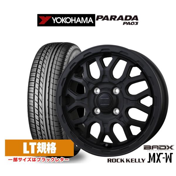 サマータイヤ ホイール4本セット BADX ロックケリー ROCK KELLY MX-W ヨコハマ PARADA パラダ PA03 165/55R14