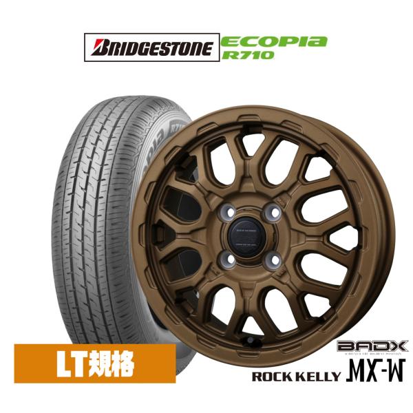サマータイヤ ホイール4本セット BADX ロックケリー ROCK KELLY MX-W ブリヂストン ECOPIA エコピア R710 145/80R12