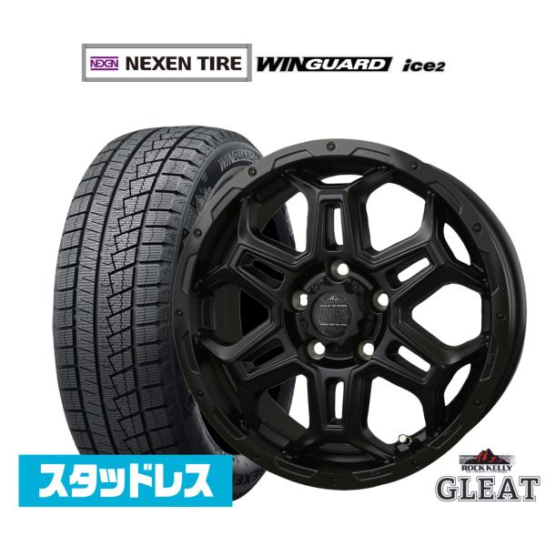 スタッドレスタイヤ ホイール4本セット BADX ロックケリー ROCK KELLY グリート Black Edition NEXEN ネクセン WINGUAR