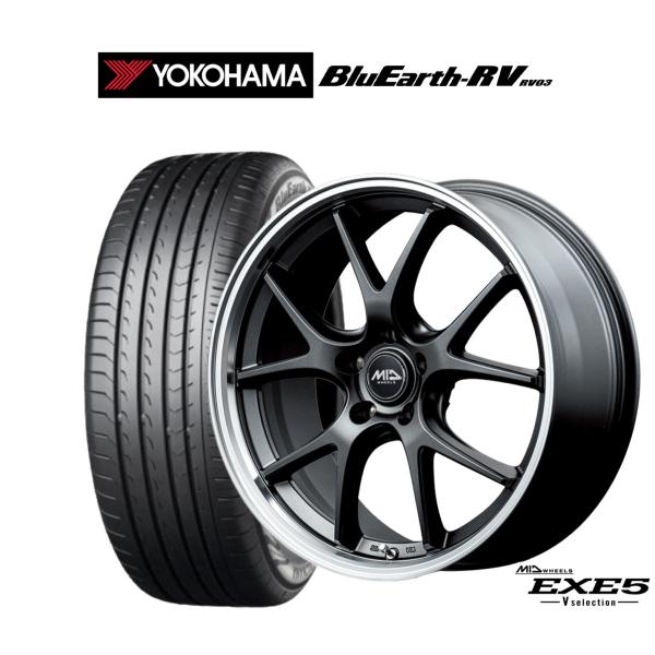サマータイヤ ホイール4本セット MID ホイールズ EXE5 V selection ヨコハマ BluEarth ブルーアース RV03(RV-03) 225