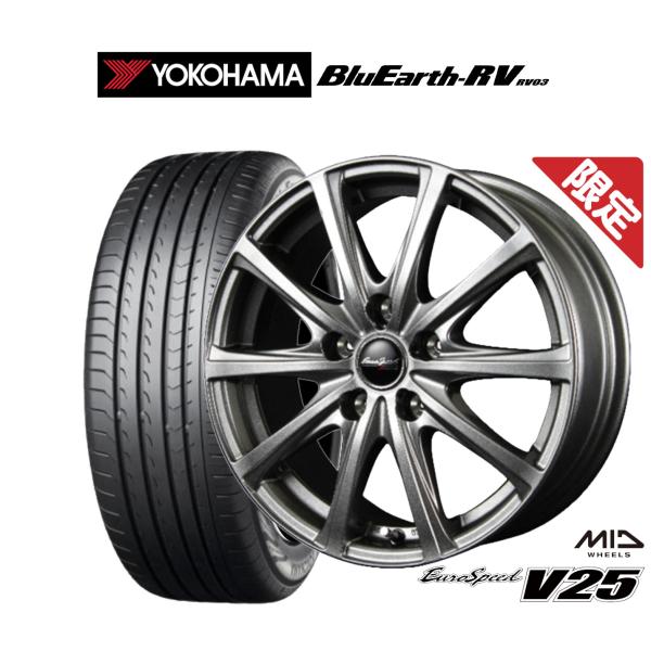 サマータイヤ ホイール4本セット MID 数量限定品 ユーロスピード V25 ヨコハマ BluEarth ブルーアース RV03(RV-03) 215/60R1