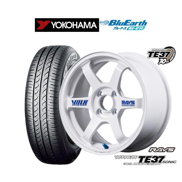①ガリ傷無し！RAYS TE37 SONIC 15インチ・ブルーアース4本セット RAYS サマータイヤ ホイール4本セット レイズ ボルクレーシング TE37