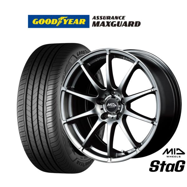 サマータイヤ ホイール4本セット MID ホイールズ スタッグ グッドイヤー アシュアランス マックスガード 215/55R17