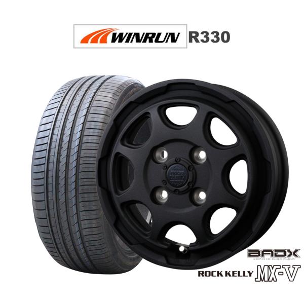 サマータイヤ ホイール4本セット BADX ロックケリー ROCK KELLY MX-V WINRUN ウインラン R330 155/65R14