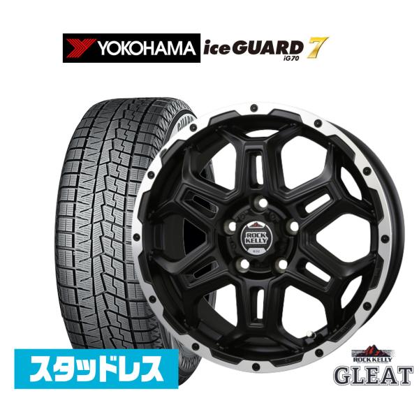 スタッドレスタイヤ ホイール4本セット BADX ロックケリー ROCK KELLY グリート(5穴) ヨコハマ ice GUARD アイスガード IG70 2