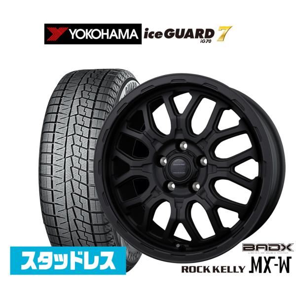 ヨコハマ ice GUARD アイスガード 7 IG70 215/60R17 スタッドレスタイヤ ホイール4本セット BADX ロックケリー ROCK KELL