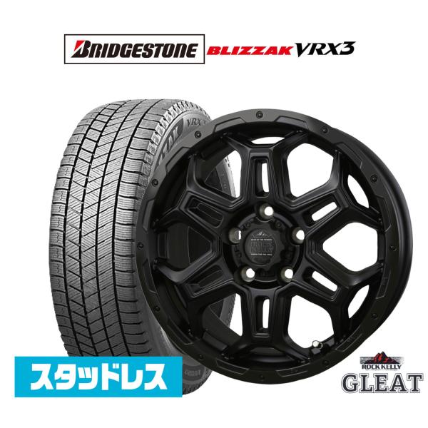 ブリヂストン BLIZZAK ブリザック VRX3 205/60R16 スタッドレスタイヤ ホイール4本セット BADX ロックケリー グリート Black E