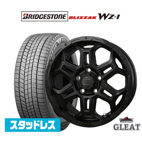 ブリヂストン BLIZZAK ブリザック WZ-1 205/60R16 スタッドレスタイヤ ホイール4本セット BADX ロックケリー グリート Black E