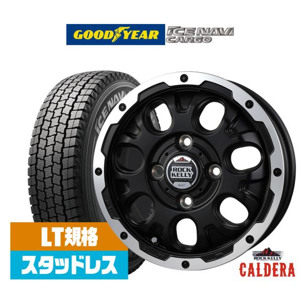 [2026年製]グッドイヤー ICE NAVI アイスナビ カーゴ  145/80R12 スタッドレスタイヤ ホイール4本セット BADX ロックケリー ROC