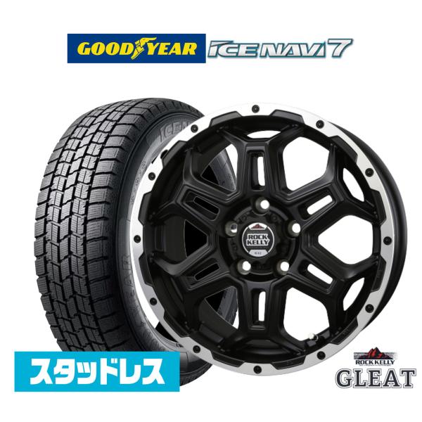 スタッドレスタイヤ ホイール4本セット BADX ロックケリー ROCK KELLY グリート(5穴) グッドイヤー ICE NAVI アイスナビ 7 日本製 