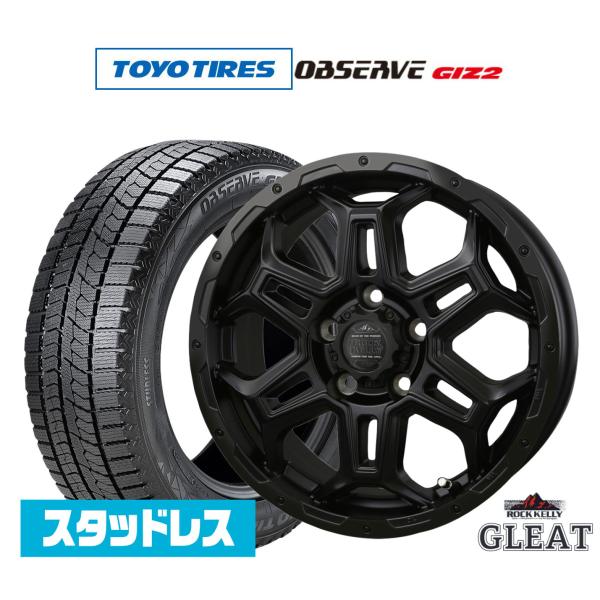 トーヨータイヤ OBSERVE オブザーブ GIZ2(ギズツー) 205/60R16 スタッドレスタイヤ ホイール4本セット BADX ロックケリー グリート 