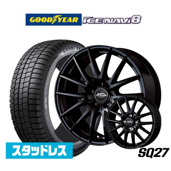 [2026年製]グッドイヤー ICE NAVI アイスナビ 8 日本製  195/60R16 スタッドレスタイヤ ホイール4本セット MID ホイールズ SQ2
