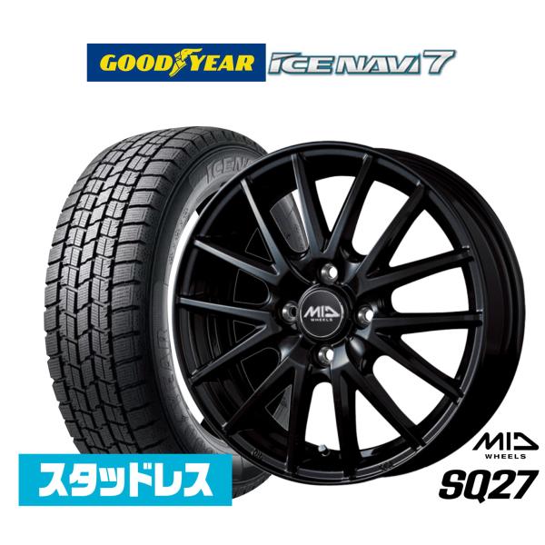 グッドイヤー ICE NAVI アイスナビ 7 日本製 (2026年製)  185/65R15 スタッドレスタイヤ ホイール4本セット MID ホイールズ SQ