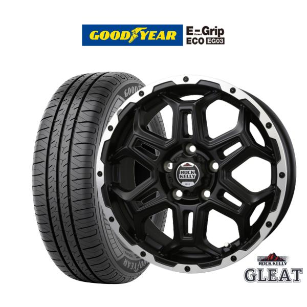 サマータイヤ ホイール4本セット BADX ロックケリー ROCK KELLY グリート(5穴) グッドイヤー エフィシエント グリップ エコ EG03 205