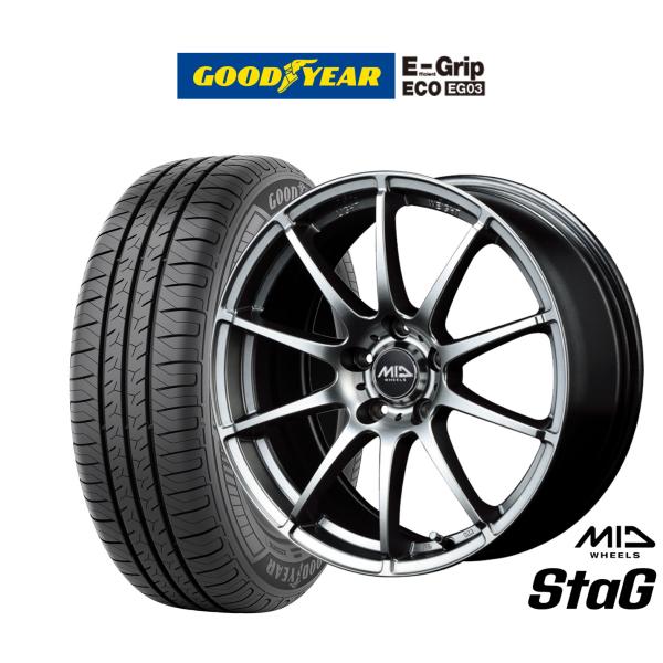 サマータイヤ ホイール4本セット MID ホイールズ スタッグ グッドイヤー エフィシエント グリップ エコ EG03 205/60R16