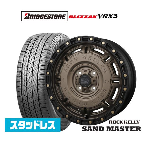 ブリヂストン BLIZZAK ブリザック VRX3 155/65R14 スタッドレスタイヤ ホイール4本セット BADX ロックケリー ROCK KELLY S