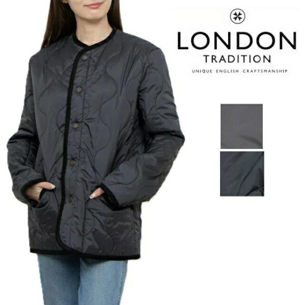 ロンドントラディション LONDON TRADITION ショート コート カラージャケット キルティング アウター イギリス製 ノーカラー