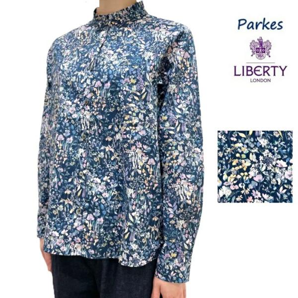 美品parkes×Libertyスリーピングローズ＊ドルマンスリーブ長袖ブラウス パークス Parkes ブラウス 長袖 シャツ リバティ LIBERTY M