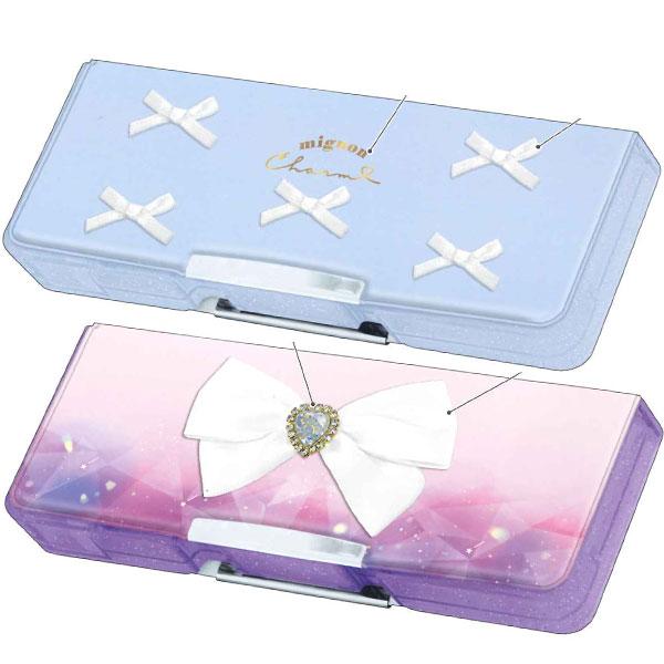 カミオジャパン コンパクト 両面開き ペンケース 筆箱 リボン