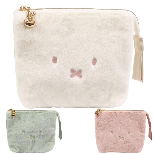 ミッフィー Miffy フェイスシリーズ ファーポーチ 小物入れ EB540WH EB540PK EB540GR クツワ 2026年9月 うさこちゃん 女の子 かわいい おしゃれ 雑貨 バッグ
