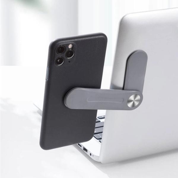 ホルダー ノート PC 用マグネットスマホスタンド 画面拡張 デュアルスクリーン 角度調整可能 背面取付 折りたたみ式 マルチタスク作業 爆買