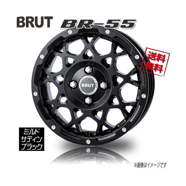 BRUT BR-55 ミルドサティンブラック 14インチ 4H100 5J+35 4本 67.1 業