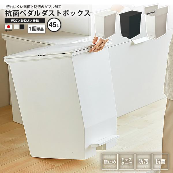 ゴミ箱 45リットル おしゃれ ごみ箱 ダストボックス SOLOW ペダルオープン ツイン キッチン スリム 分別 RSD-78 WH/BK 45L 爆買