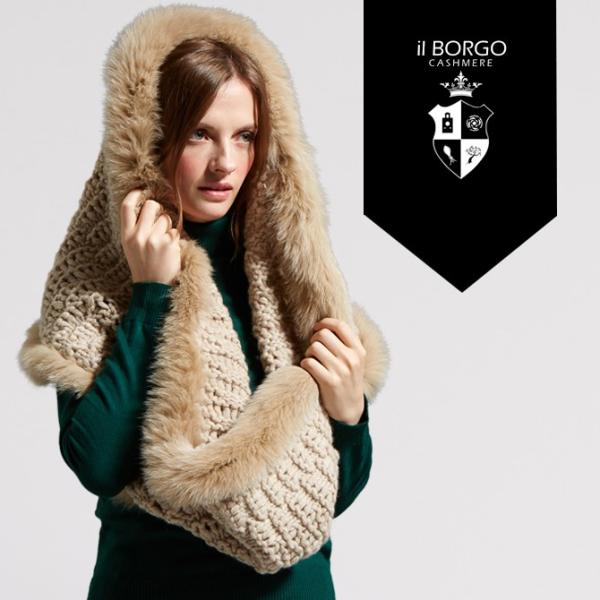 IL BORGO カシミヤ100％ ダブルファースヌード/DOUBLE FUR SNOOD