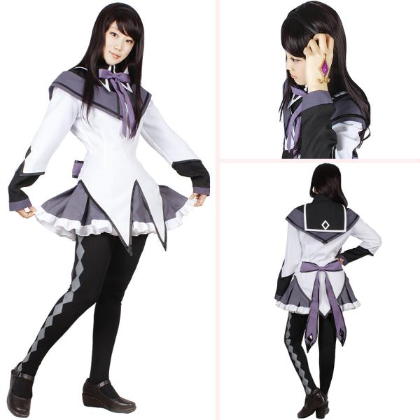 公式ソウルジェム付 まどマギ 暁美ほむら コスプレ衣装 Mサイズ 盾ウィッグ付 三分妄想 魔法少女まどか☆マギカ コスプレ 暁美 ほむら 衣装