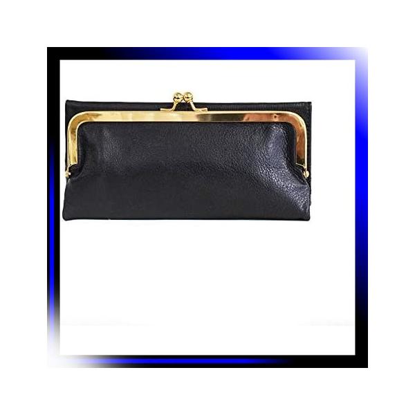 ブラック ハレルヤ 国内在庫 長財布 レディース ヌメ革 レザー 小 がま口