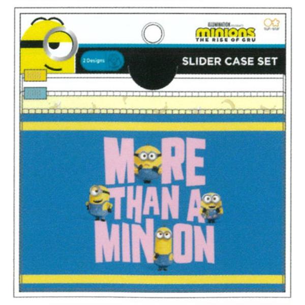 〔ＭＩＮＩＯＮ〕ユニバーサル・ピクチャーズの人気者、バナナが大好物な謎の生物☆ミニオン☆からスライダーケースが登場です！！フラットなミニサイズのポーチ♪柄違いのケースが２個セットです！カードや小物の収納に大活躍なアイテムです☆彡【サイズ】約...