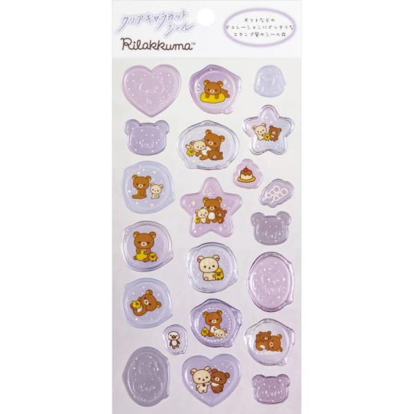シーリングワックスシール ✩.*˚ 封蝋ステッカー ベア 7枚 232 リラックマ クリアキャラカットシール SE60203 パープル 封蝋風