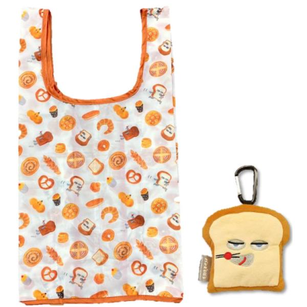 パンどろぼう ポーチ付きエコバッグ ぱんどろぼう えほん ショッピングバッグ カラビナ付き 買い物 057667