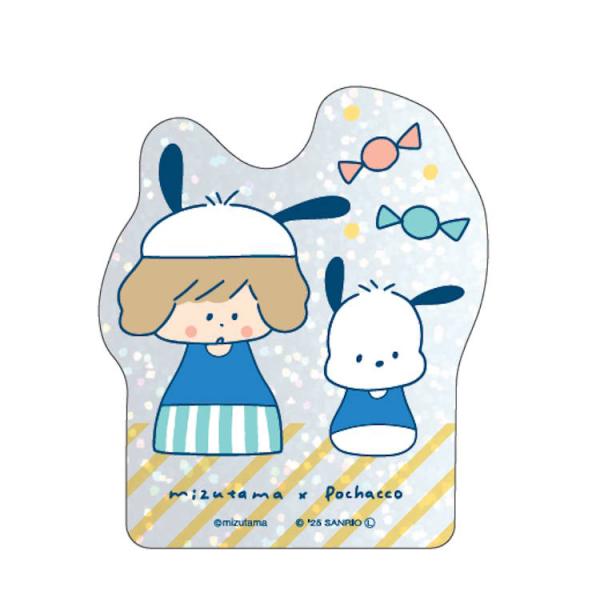 mizutama×サンリオキャラクターズ ホログラムステッカー ポチャッコ シール デコ デコレーション 目印 めじるし キラキラ 793344
