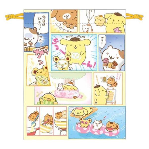 ポムポムプリン マチ付き巾着 総柄 262733 チームプリン Pom Purin