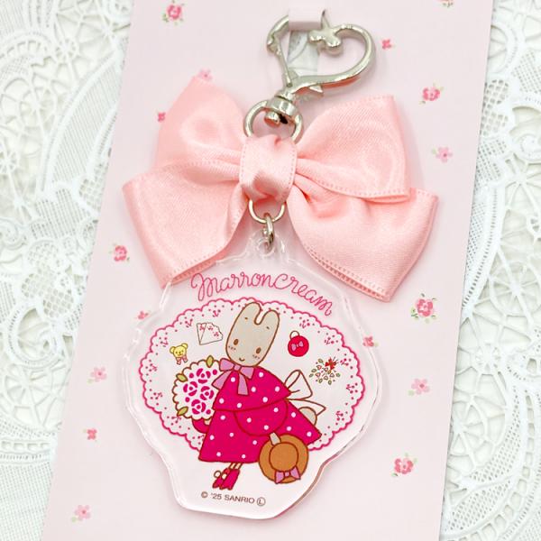 マロンクリーム リボンアクリルキーホルダー 291939 marroncream