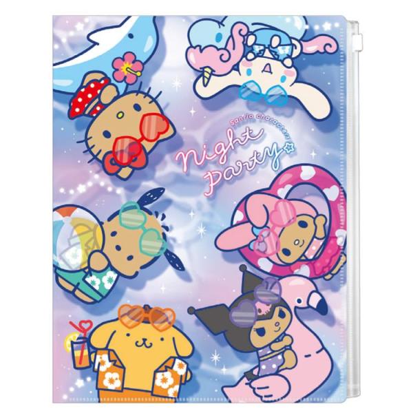 サンリオキャラクターズ ファスナー付き6ポケットクリアファイル