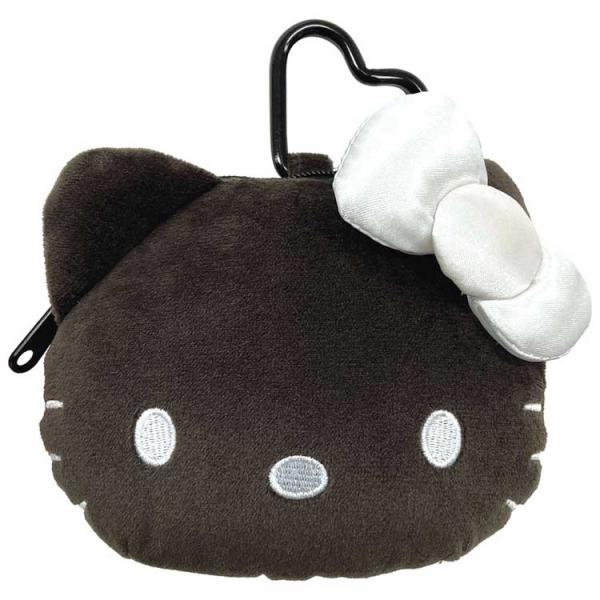 ハローキティ カラビナ付きぬいぐるみファスナーマスコット モノクロ