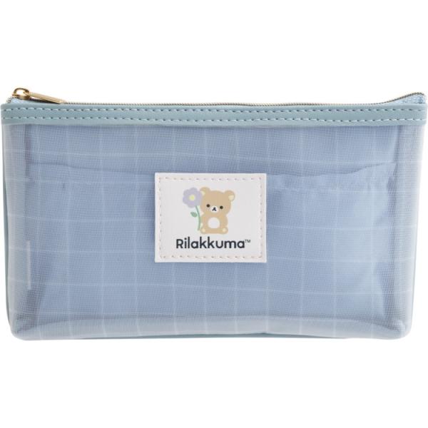 リラックマ メッシュペンポーチ ブルー ペンケース 中が見える コスメ