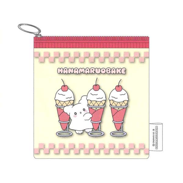 はなまるおばけ フラットスクエアポーチ イエロー ポーチ ケース 小物