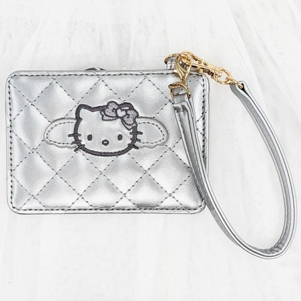 ハローキティ キルティングパスケース シルバー HELLO KITTY BLACK
