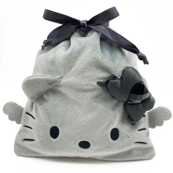 ハローキティ フェイス巾着 グレー HELLO KITTY BLACK ANGEL 680644