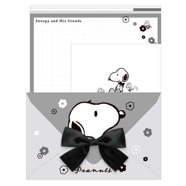 スヌーピー リボン付きレター monochrome flower 070034 SNOOPY