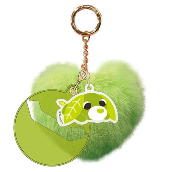 お茶犬 ふぁふぁCANバッジホルダー リョク キーホルダー